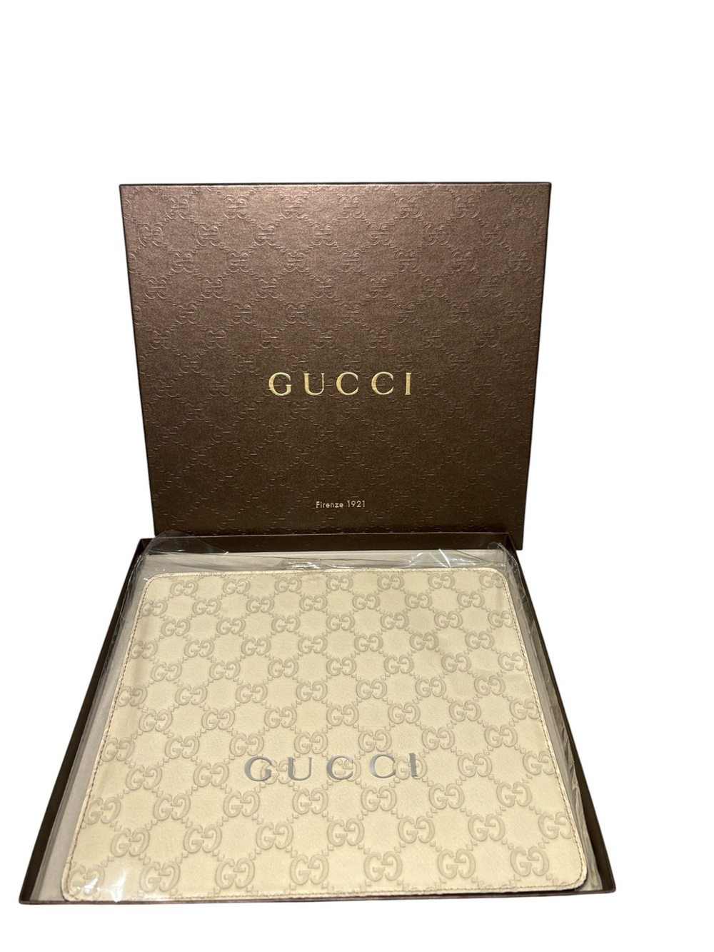 Gucci Guccissima Leather Mousepad Cream Ivory Desk Pad Sealed In Box